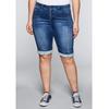 Jeansbermudas SHEEGO "Große Größen", Damen, Gr. 56, Normalgrößen, blau (blau denim), Obermaterial: 65% Baumwolle, 33% Polyester, 2% Elasthan, unifarben, casual, kurz, Jeans 5-Pocket-Jeans