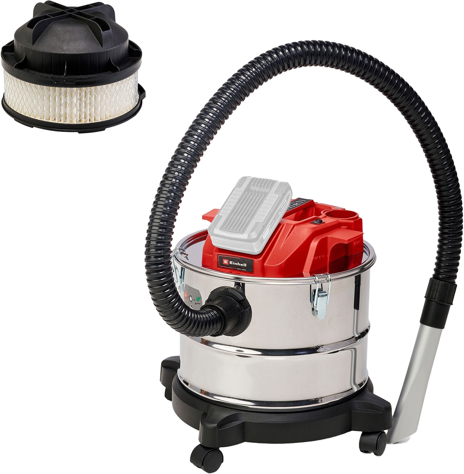 EINHELL Aschesauger "Akku-Aschesauger TE-AV 18/15 Li C-Solo", rot (rot, schwarz), B:35cm H:40cm T:50cm, Mehrzwecksauger, ohne Akku und Ladegerät, Aschesauger