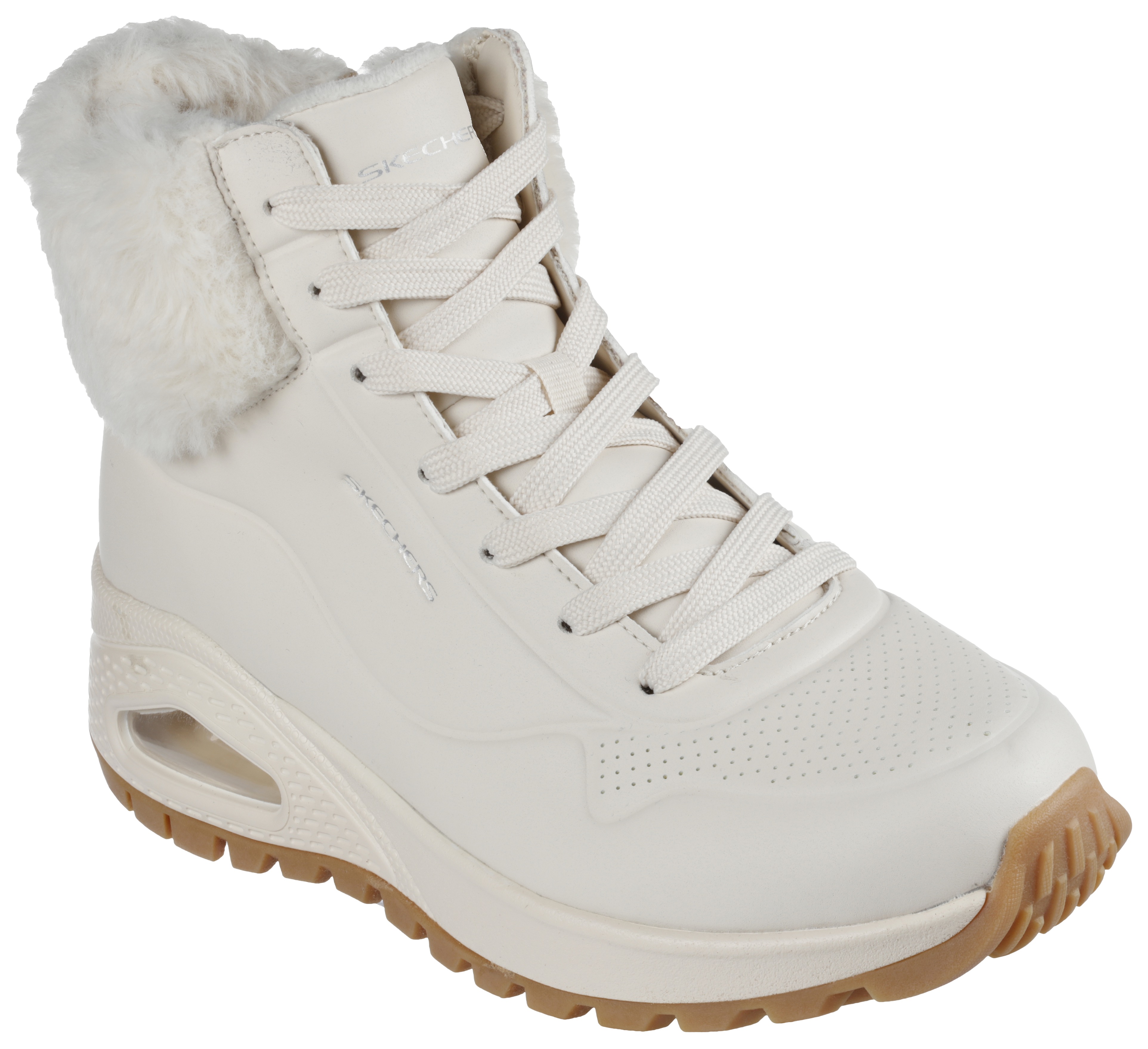 Schnürboots SKECHERS "UNO RUGGED - FALL AIR", Damen, Gr. 38, beige, Lederimitat, Textil, unifarben, Schuhe Schnürboots, Winterboots mit Air-Cooled Memory Foam Komfort-Innensohle, Topseller