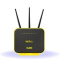 KuWFi 4G Router mit SIM-Karten Unlocked,Dualband Gigabit 4G Modem,1200 Mbit/s 4G LTE Router mit externer Antenne,3 RJ45 LAN Port,1Telefonport,EC25-AF-Modul unterstützt DDNS/VPN/QoS,64 Benutzer, C900