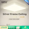 MARPOU – plafonnier LED carré avec cadre argenté éclairage d'intérieur luminaire décoratif de