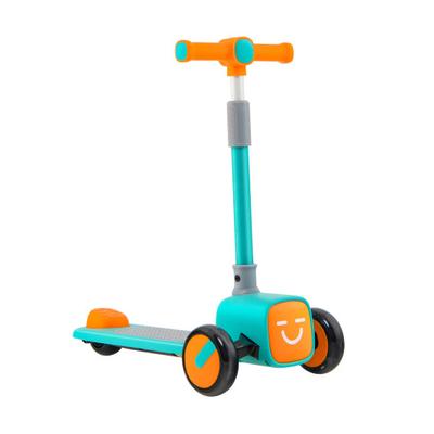 Costway Folding Adjustable Kids Toy Scooter with LED Flashing Wheels Horn 4 Emoji Covers-Green