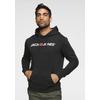 Kapuzensweatshirt JACK & JONES "Logo Hoodie Oldschool", Herren, Gr. XL, schwarz, angeraute Sweatware, Obermaterial: 70% Baumwolle, 30% Polyester, bedruckt, casual, normal normal, Rundhals, Langarm Rippbündchen, Sweatshirts