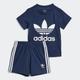 T-Shirt & Shorts ADIDAS ORIGINALS "TREFOIL SHORTS UND SET" Gr. 62, blau (night indigo) Kinder KOB Set-Artikel Jogginganzüge