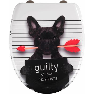 WC-Sitz WENKO "Guilty Dog", bunt, B:38cm L:45cm, Duroplast, Edelstahl, WC-Sitze