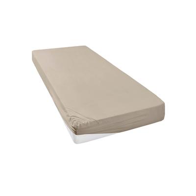 Spannbettlaken MY HOME "Strawberry in Gr. 90x200, 140x200 oder 180x200 cm", beige, B:160cm L:200cm, Jersey, Obermaterial: 50% Baumwolle, 50% Polyester, Laken, für Matratzen bis 18cm Höhe, Spannbetttuch, Baumwollmischung Image