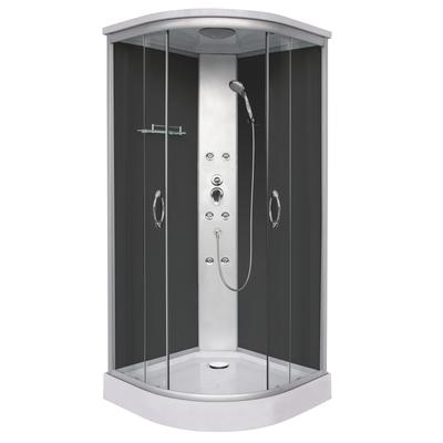 Komplettdusche SANOTECHNIK "Portland", schwarz (alunatur), B:90cm H:209cm T:90cm, Duschkabinen, Viertelkreisdusche Image