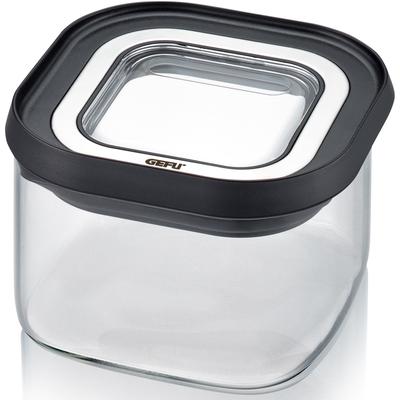 Vorratsdose GEFU "PANTRY", schwarz (schwarz, transparent), B:11cm H:7,5cm L:11cm, Borosilikatglas, Kunststoff, Lebensmittelaufbewahrungsbehälter, edel, elegant und praktisch Image