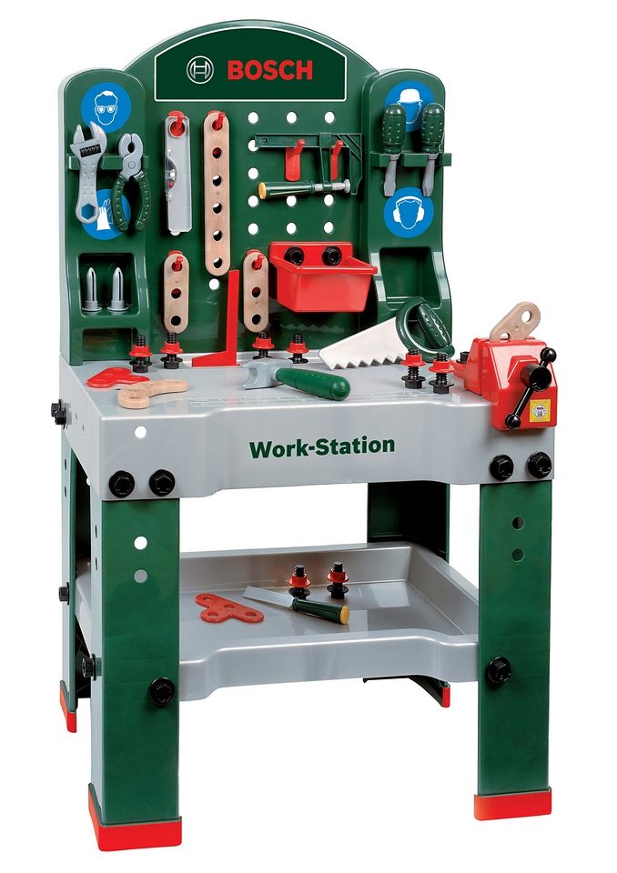 Spielwerkbank KLEIN "BOSCH-Workstation (43tlg.)", bunt, Rollenspielzeug, KinderB:59cm H:100cm T:39cm, Kunststoff, Made in Germany, B:59cm H:100cm T:39cm