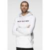 Kapuzensweatshirt JACK & JONES "Logo Hoodie Oldschool", Herren, Gr. L, weiß (weiß, bedruckt), Obermaterial: 70% Baumwolle, 30% Polyester, Basic, normal, elastischer Bund, Sweatshirts