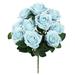 Set of 3 Dusty Blue Artificial Day Queen Rose Flower Stem Bush Bouquet 18in - 18" L x 12" W x 12' DP