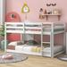 Twin Over Twin Size Pine Wood Floor Bunk Bed with Built-in Ladder