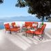 Patio Festival Curve-Arm 11-Piece Outdoor Conversation Set with Red Cushions