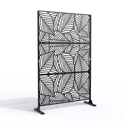 Black Metal Free Standing Outdoor Privacy Screen for Patio Garden