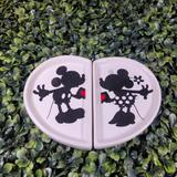 Disney Storage & Organization | Fab Disney Mickey And Minnie Mouse 2 Piece Heart Jewelry Trinket Tray Set | Color: Black/White | Size: Os