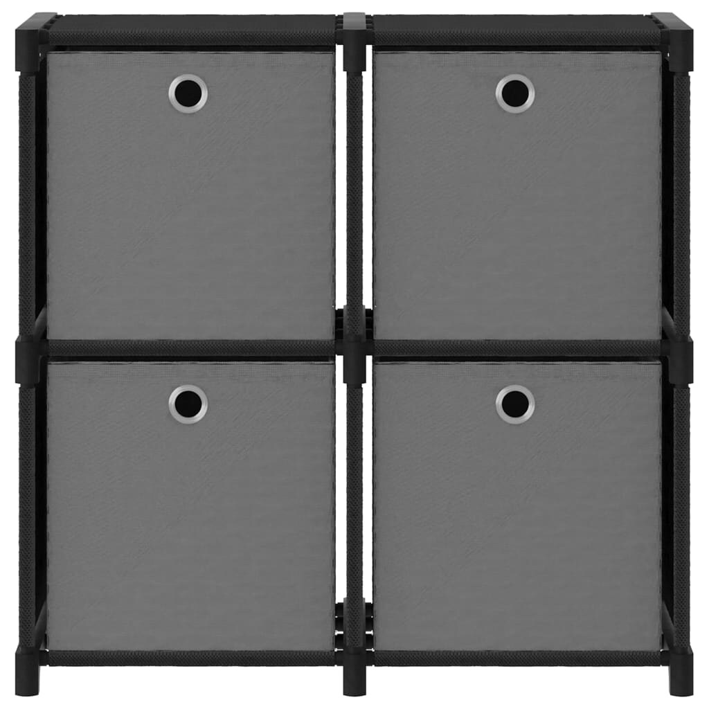 vidaXL Würfelregal mit 4 Boxen Schwarz 69x30x72,5 cm Stoff Image