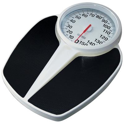 Personenwaage BISCHOF "Doktorwaage 160kg", schwarz (schwarz, weiß), B:32cm H:6,5cm T:43cm, Personenwaagen