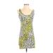 Forever 21 Casual Dress - Bodycon Scoop Neck Sleeveless: Yellow Animal Print Dresses - Women's Size Small - Print Wash