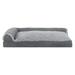 FurHaven Two Tone Faux Fur & Suede Deluxe Chaise Lounge Pillow Sofa Pet Bed Polyester/Synthetic Material in Gray | 6 H x 30 W x 20 D in | Wayfair