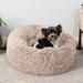 FurHaven Calming Cuddler Long Fur Donut Bed Polyester in Gray | 9 H x 23 W x 23 D in | Wayfair 29254546