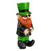 The Holiday Aisle® Dallen Leprechaun Garden Statue Resin/Plastic in Black/Brown/Green | 10.91 H x 3.74 W x 4.37 D in | Wayfair