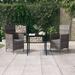 Winston Porter 3 Piece Patio Dining Set w/ Cushions Beige Glass/Wicker/Rattan in Gray | 29.13 H x 31.5 W x 35.43 D in | Wayfair