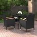 Red Barrel Studio® Outdoor Table & Chair Set Poly Rattan & Glass Glass/Wicker/Rattan in Black | 31.5 W x 23.62 D in | Wayfair