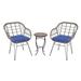 Bay Isle Home™ Moskowitz 3 Piece Rattan Seating Group w/ Cushions Synthetic Wicker/All - Weather Wicker/Wicker/Rattan in Blue | Outdoor Furniture | Wayfair