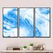 Wrought Studio™ Blue & White Liquid Art Waves V - Modern Framed Canvas Wall Art Set Of 3 Canvas, Wood in Blue/White | 32 H x 48 W x 1 D in | Wayfair