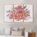 Winston Porter Bouquet Of Red Amaryllis Flowers - Traditional Framed Canvas Wall Art Set Of 3 Canvas, in Blue/Orange/Pink | 28 H x 36 W in | Wayfair