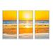 Highland Dunes Sunset on Beautiful Sand Beach w/ Blue Sea Water - 3 Piece Floater Frame Print on Canvas Canvas, in White | Wayfair