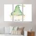 The Holiday Aisle® Cute Christmas Gnome in Green Hat - 3 Piece Floater Frame Print on Canvas Canvas, Wood in White | 28 H x 36 W x 1 D in | Wayfair