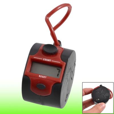 Finger Loop 5 Digit Number Electronic Round Handheld Tally Red Black - Black, Red