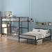 Contemporary Style Twin Over Full Metal Bunk Bed with Desk, Ladder and Quality Slats for Bedroom