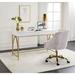 Desk, White High Gloss & Gold