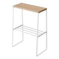 YAMAZAKI Home Narrow Living Room Storage Shelf Stand Furniture | Steel + Wood | End + Side Tables, Alloy, White, One Size