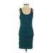 Forever 21 Casual Dress - Sheath Scoop Neck Sleeveless: Teal Print Dresses - Women's Size Small