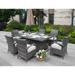 Lark Manor™ Ardala Skyla Rectangular 6 - Person 71.65" Long Outdoor Dining Set w/ Cushions Glass/Wicker/Rattan in Gray | 71.65 W x 40.16 D in | Wayfair