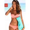 Bügel-Bandeau-Bikini S.OLIVER, Damen, Gr. 42, Cup B, orange (peach), Recycling-Polyamid, unifarben, Bikini-Sets, mit Raffung