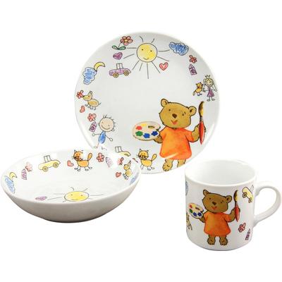 Kindergeschirr-Set CREATABLE "Teddy", bunt, 3 tlg., Porzellan, Geschirr-Sets, Made in Europe, 3 Teile, für 1 Person Image