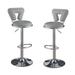 Wrought Studio™ Anrea Swivel Adjustable Height Bar Stool Upholstered/Leather/Metal/Faux leather in Gray | 18 W x 16 D in | Wayfair