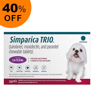 Simparica Trio For Dogs 5.6-11 Lbs (Purple) 3 Doses - Get 40% Off Today