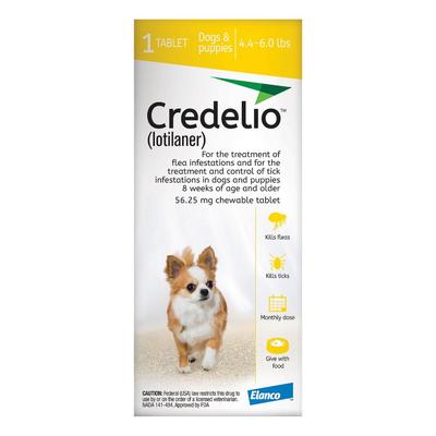 Credelio For Dogs 04 To 06 Lbs (56.25 Mg) Yellow 6 Doses