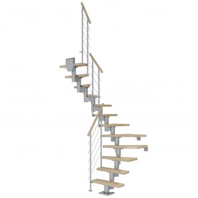 DOLLE Mittelholmtreppe Dublin, inkl. einseitigem Geländer, Einzelstab (perlgrau), 1/2 gewendelt,278 cm - 337 cm,75 cm,Ahorn Image