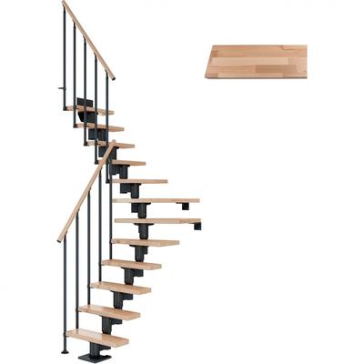 DOLLE Mittelholmtreppe Dublin, inkl. einseitigem Geländer, Einzelstab (anthrazit), 1/4 gewendelt,222 cm - 270 cm,75 cm,B