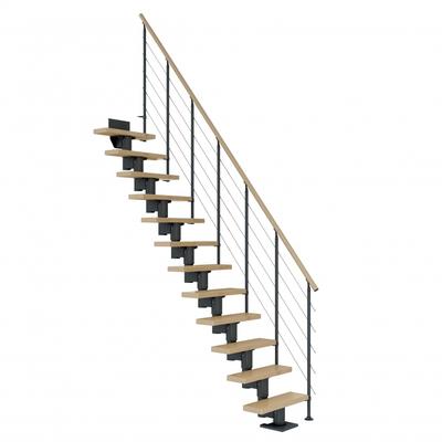 DOLLE Mittelholmtreppe Dublin, inkl. einseitigem Geländer, Edelstahl (anthrazit), 278 cm - 337 cm,65 cm,Ahorn,Geradelaufend Image