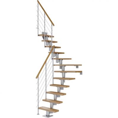DOLLE Mittelholmtreppe Dublin, inkl. einseitigem Geländer, Edelstahl (perlgrau), 1/4 gewendelt,222 cm - 270 cm,75 cm,Eiche Image