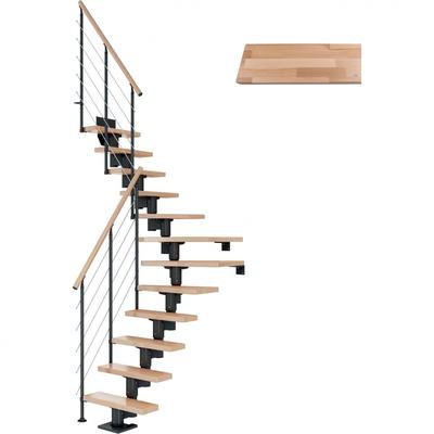 DOLLE Mittelholmtreppe Dublin, inkl. einseitigem Geländer, Edelstahl (anthrazit), 1/4 gewendelt,240 cm - 292 cm,75 cm,Bu