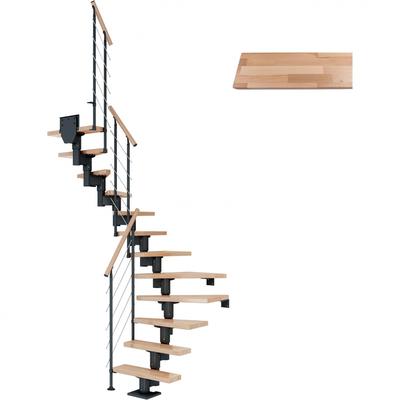 DOLLE Mittelholmtreppe Dublin, inkl. einseitigem Geländer, Edelstahl (anthrazit), 1/2 gewendelt,259 cm - 315 cm,75 cm,Buche Image