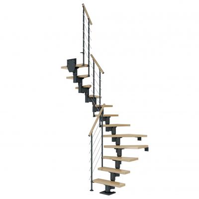 DOLLE Mittelholmtreppe Dublin, inkl. einseitigem Geländer, Edelstahl (anthrazit), 1/2 gewendelt,278 cm - 337 cm,75 cm,Ahorn Image